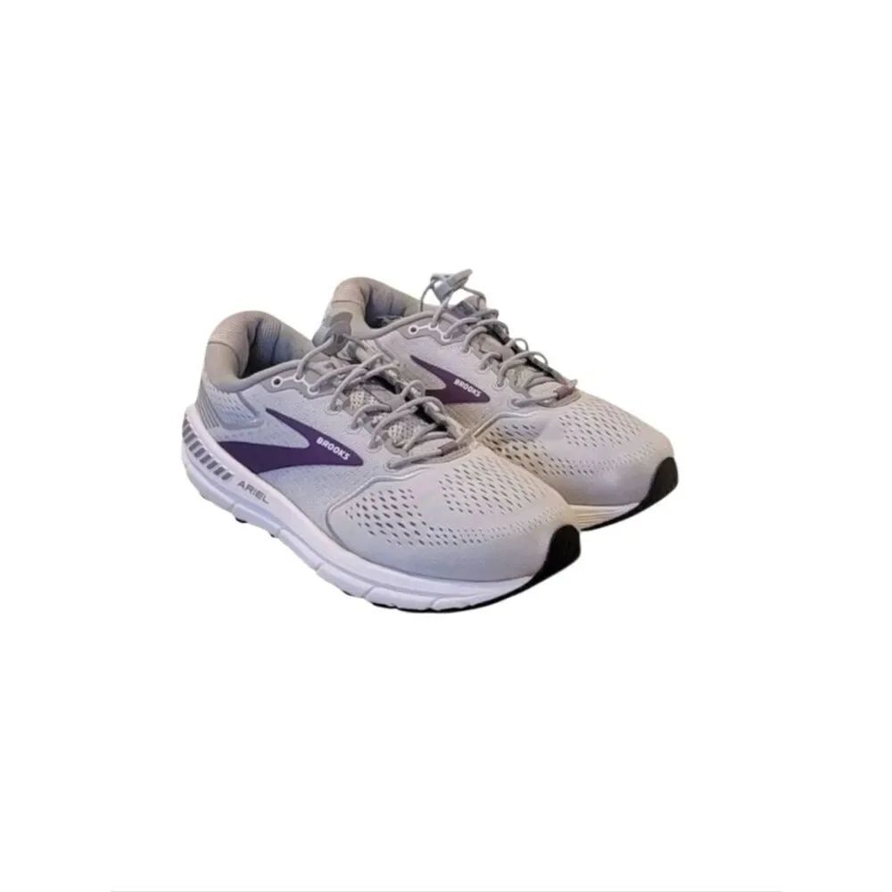 Brooks Women's Ariel Light Gray and Purple Athletic Sneakers Size 7.5W